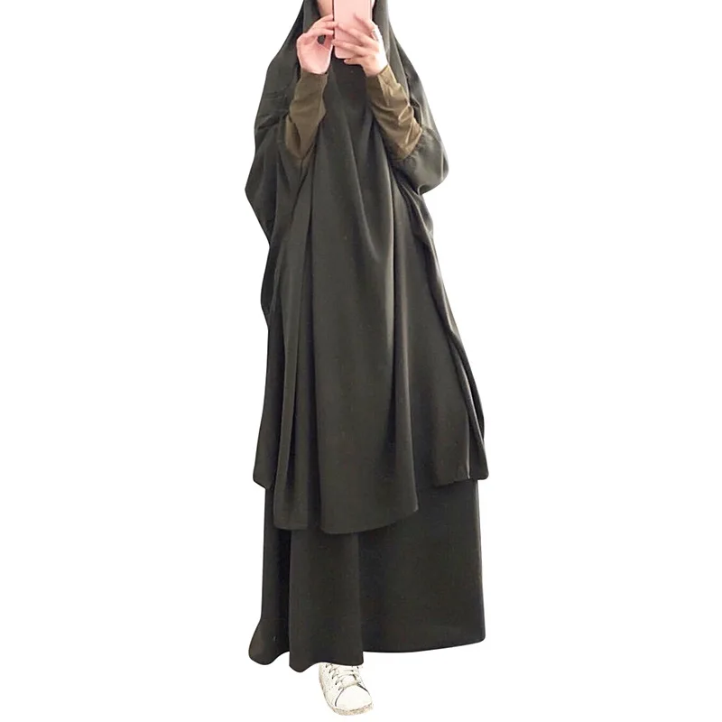 - Fashion Khimar Muslim Sets Prayer Wear Woman Hijab Dress Full Cover Hooded Abaya Long Dresses Islam Jilbab Ramadan Clothes