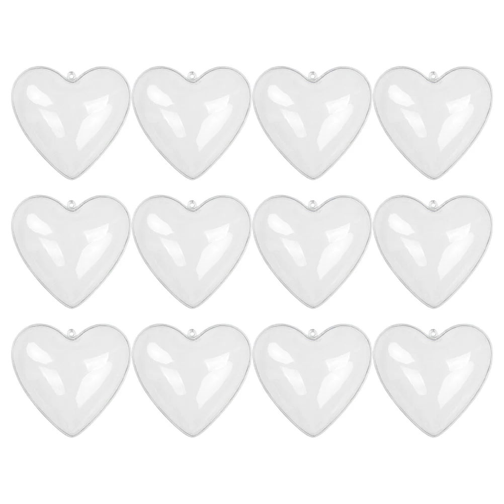 12 Pcs Fillable Hearts Shape Box Clear Heart Shaped Ball Plastic Heart Ball nament Valentine Decoration Hanging Decorations Home 2
