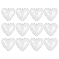 12 Pcs Fillable Hearts Shape Box Clear Heart Shaped Ball Plastic Heart Ball nament Valentine Decoration Hanging Decorations Home 2