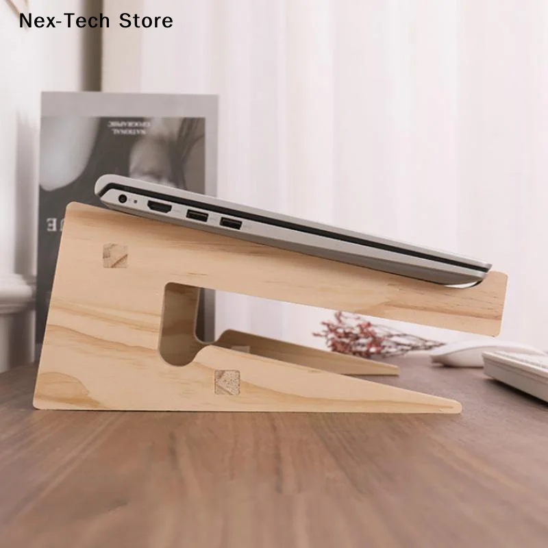 1Pcs 나무 노트북 스탠드 조립식 노트북 냉각 브래킷용 랩데스크 라이저 강화 지지대