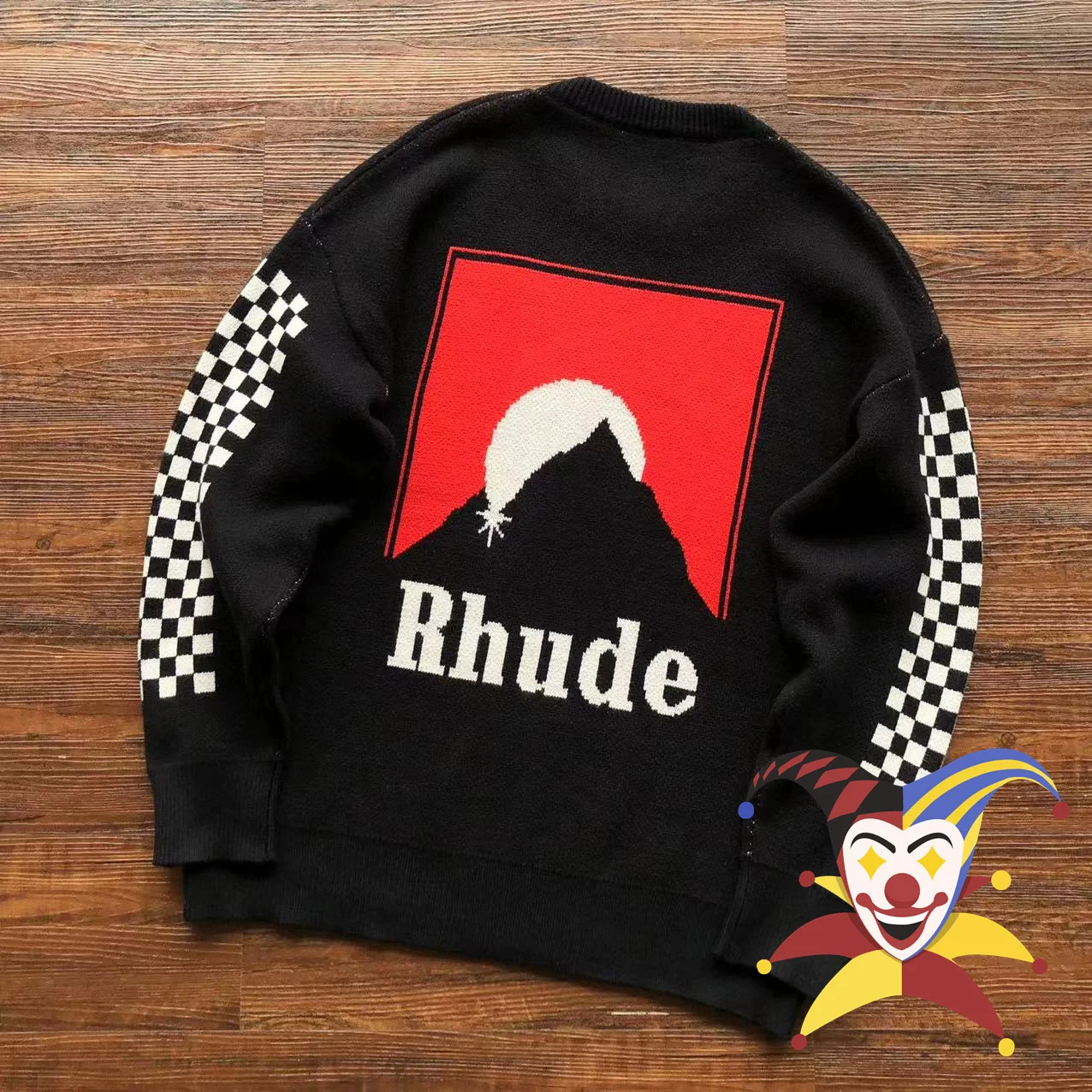 

Rhude Half Moon Cashew Jacquard Sweater Men Women Casual O-Neck Sweatshirts