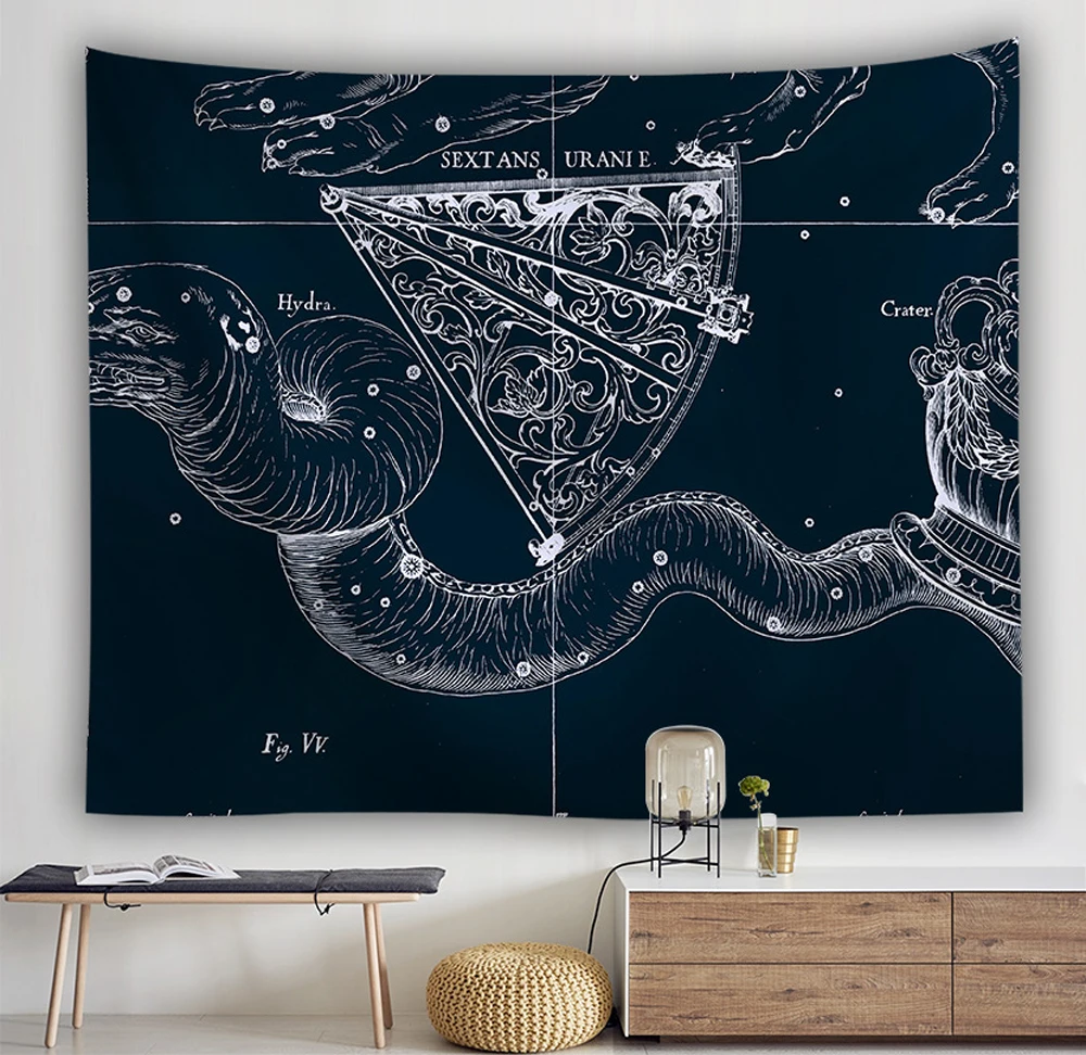 

Black White Tapiz Pared Sun Moon Tapestry 12 Constellations Galaxy Stars Wall Hanging Home Decor Tarot Aesthetic Art Tapestries
