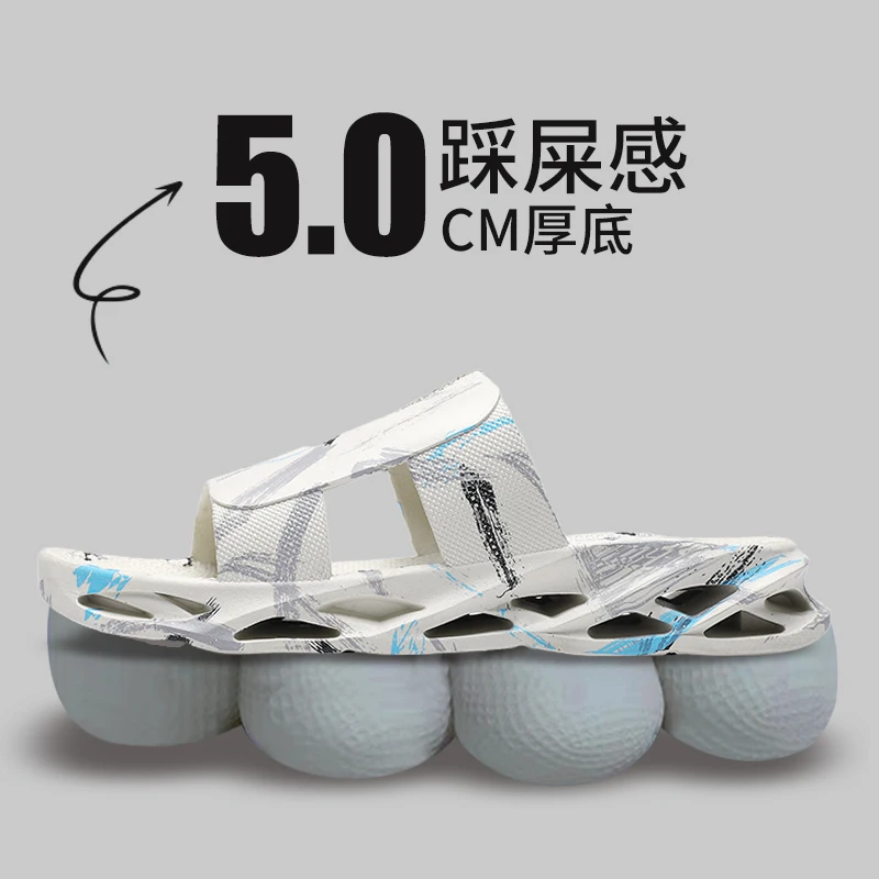 

Men's Thick Sole Slippers Summer Bottom Beach Sandals Casual Soft Bottom Indoor Bathroom Non-slip Slippers Size 38-45