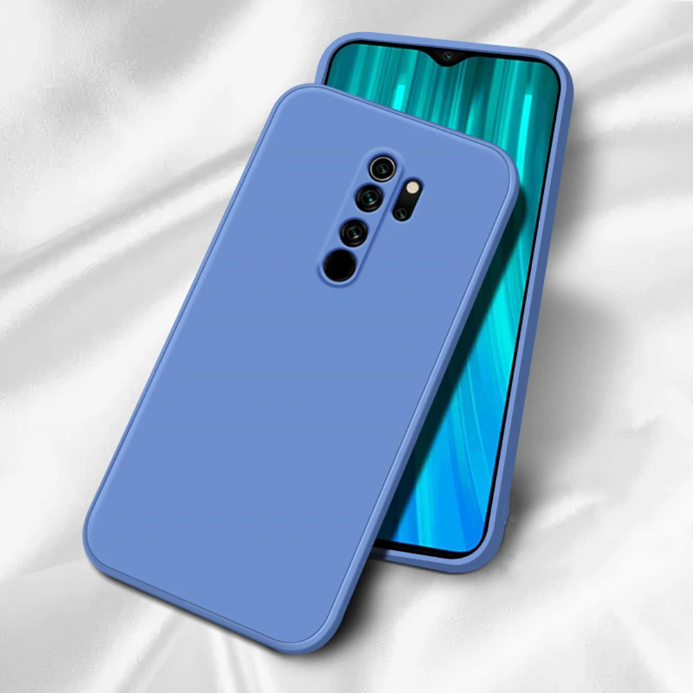 Coque de téléphone en silicone liquide pour Xiaomi Redmi Note 8 Pro, coque arrière de protection complète d'origine, coque mignonne carrée, Note8 T Note8Pro 8Pro