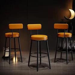 Metal Modern Bar Chairs Dining Room Luxury Black High Quality Bar Stool Leather European Taburetes De Bar Home decoration