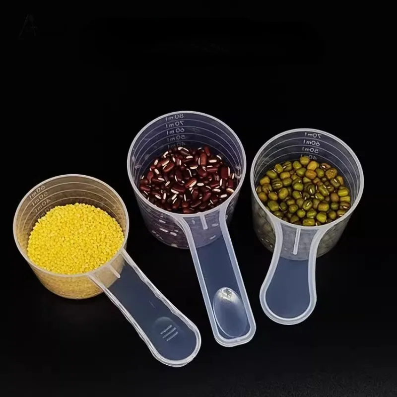 Description Picture 3 of item1Pcs 50/60ml Plastic Measuring Coffee Scoop with Scale Baking Utensils Milk Powder Laboratory Liquid Spoon Kitchen Accessories