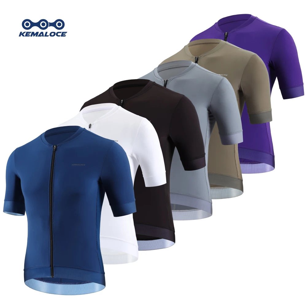 KEMALOCE Cycling Jersey Men Short Sleeve Summer Solid Blue&Black&White&Grey Reflective Breathable Cool Bicycle Bike Jersey cycling jersey