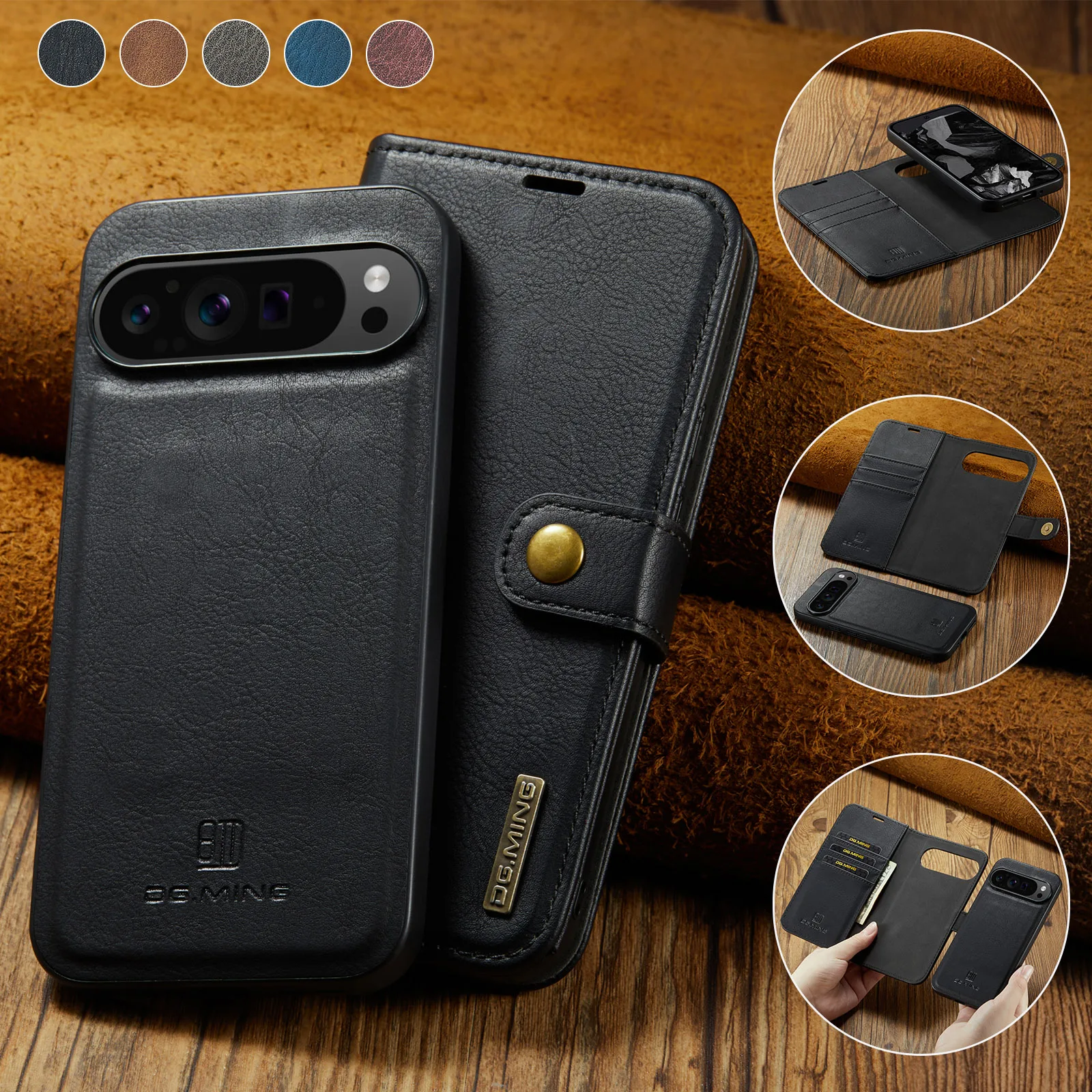 Magnetic Detachable 2-in-1 Flip Leather Wallet Phone Case by DG.MING