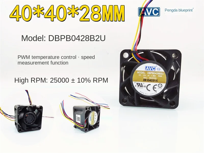 

New original AVC DBPB0428B2U double ball 4028 12V 1.8A temperature controlled PWM high rotation 4CM fan