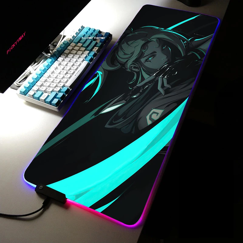 

Valorant RGB Large Gaming Mousepad LED Backlit Carpet Big size Mause Pad Game Keyboard Mouse Pad Gamer Desk mat Computer Mice