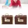 Wooden Treasure Chest Educational Large Capacity Locking Safety Multipurpose Wood Money Storage Box with Password Lock for Kids 3