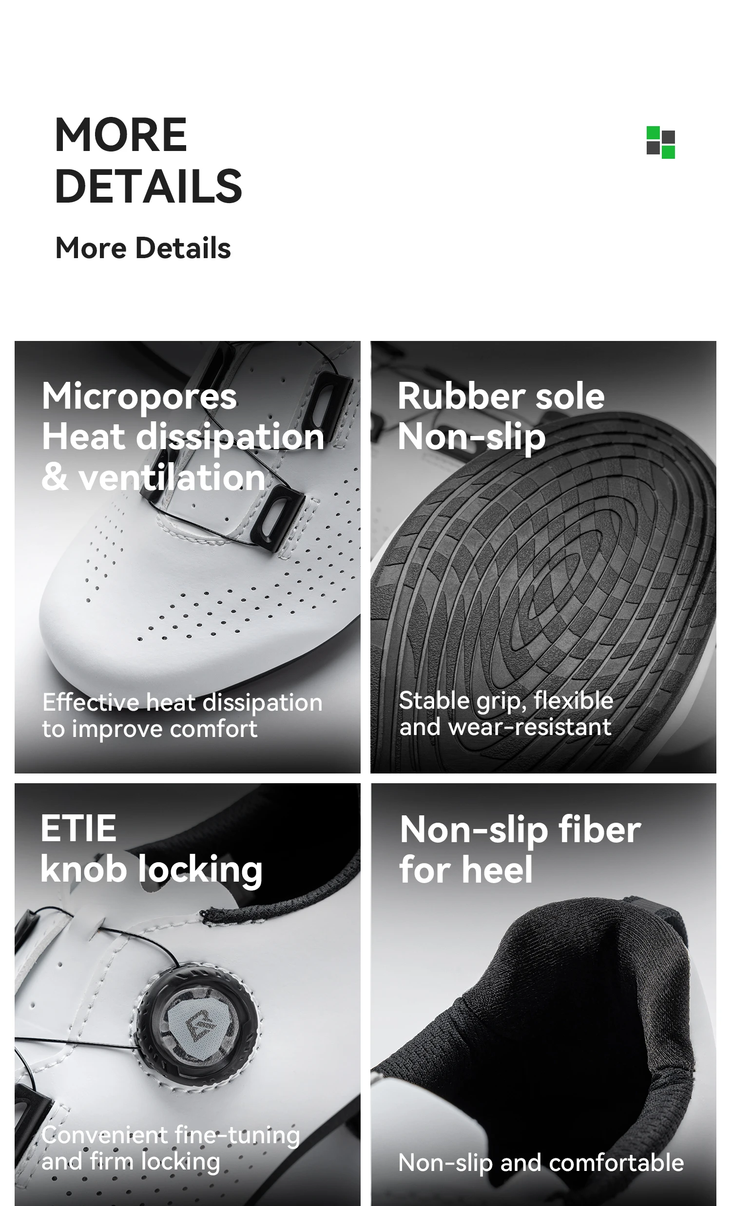 ROCKBROS Nicht unterstützte Fahrradschuhe, leicht, atmungsaktiv, CR4, nicht verriegelnd, Fahrradschuhe, Zahnstruktur, Gummi, rutschfeste Sohle, Fahrradschuhe – Detail 10