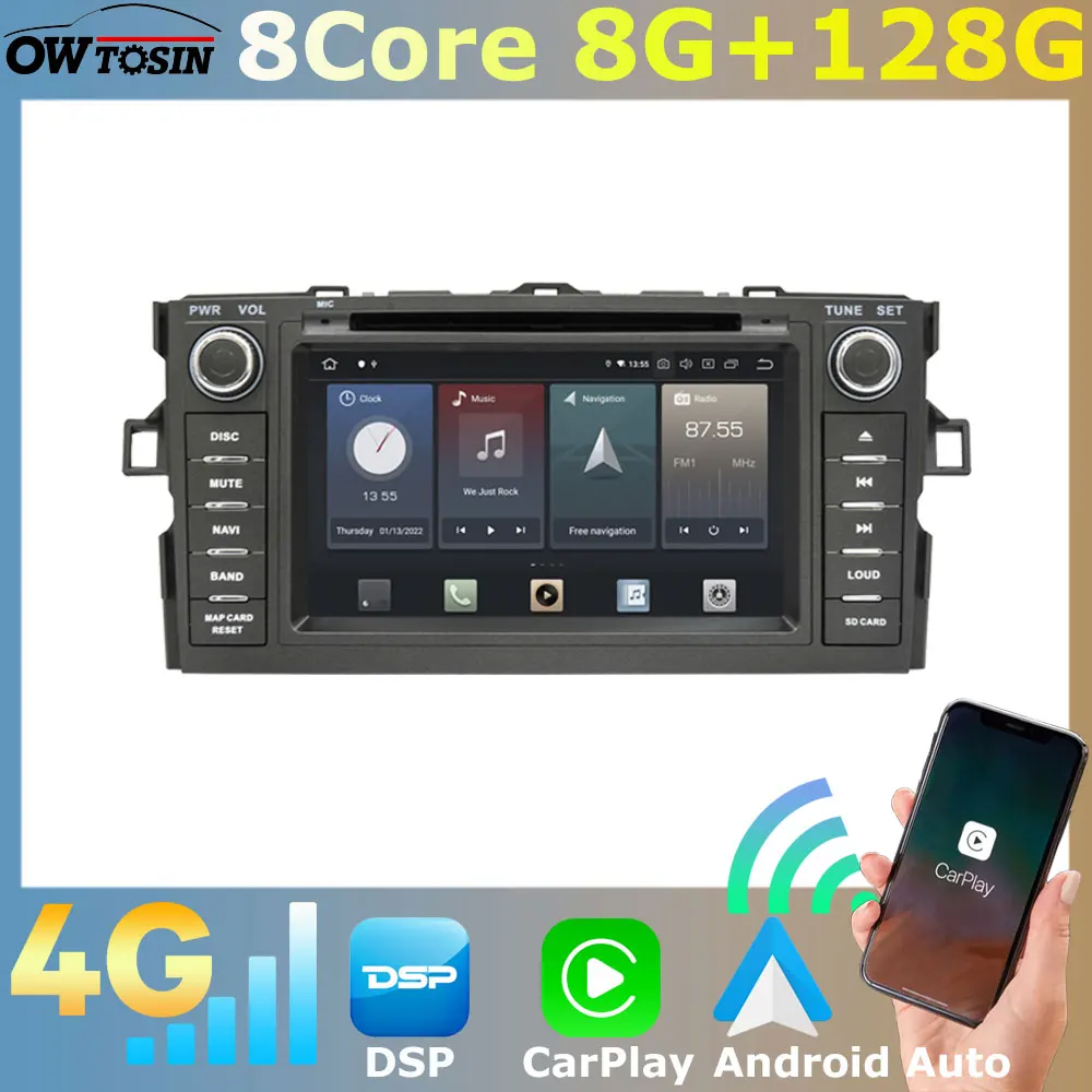 Radio Android Para Toyota Auris 2006-2011 - Pantalla Táctil 10.1 Pulgadas, 8 Núcleos, CarPlay/Android Auto, GPS, Cámara Trasera