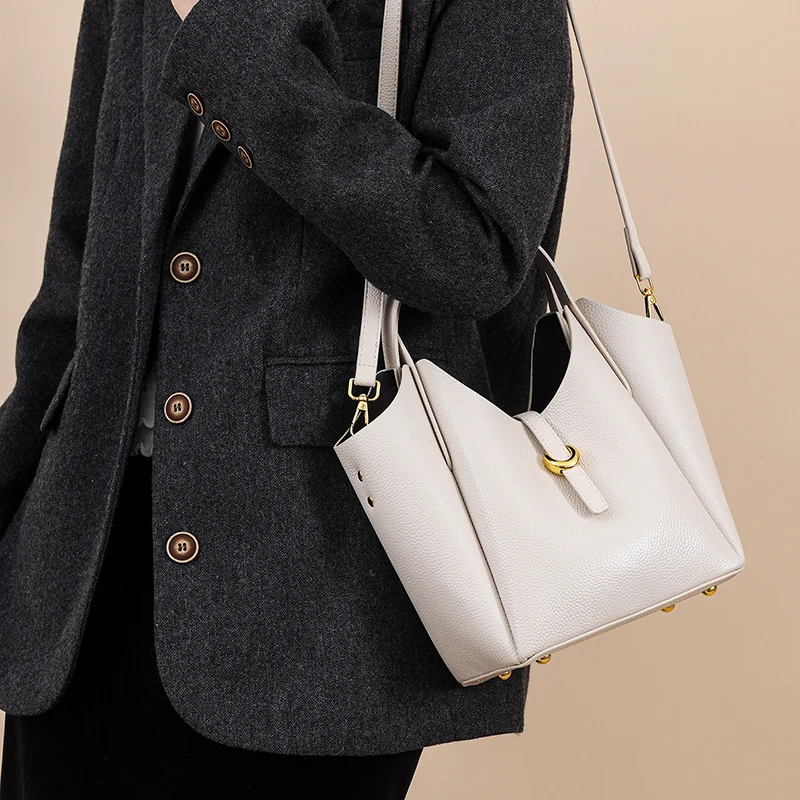 100% Genuine Cow Leather Handbag Women Fashion Elegant Crossbody Bags for Ladies Small Hand Bag Cowhide Shoulder Bags Designer 4