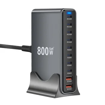 800W GaN Desktop Charger – 10-Port USB-C PD3.1 Fast Charging Hub 1