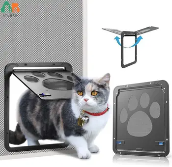 Pet Screen Door,Inside Door 8x10x0.4 inch,Lockable Magnetic Flap Screen Automatic Lockable Black Door for Puppy Dog and Cat Door 1