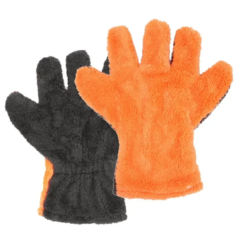 1Pcs Soft Car Washing Gloves Double-sided Fleece Microfiber Chenille Drying Cloth Car Body Window Tire Cleaning Glove Thicken