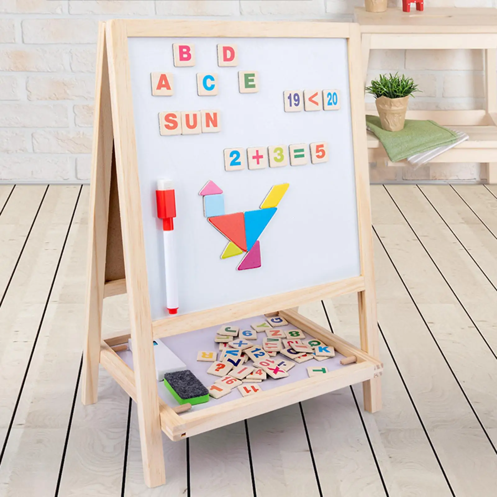 Children's Wooden Easel-Double-sided Adjustable Standing Easel Drawing  Painting Board for Children - Easel for Kids