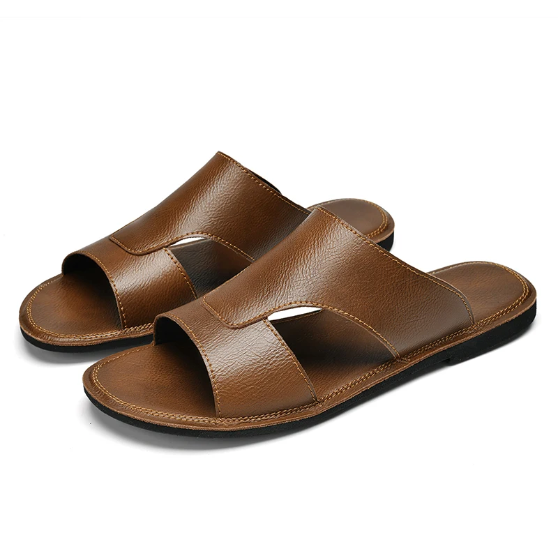 Beach Sandals Men's Summer Peep-toe Flats Youth Non-slip Half Drag Ultra-light Soft-Soled