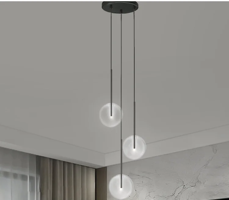 chandelier lamp Luxury Led Big Chandelier Fixture Pendant Lights For Lobby Stairs Restaurant Decor Dining Room Black Hanging Lamp Glass Ball foyer chandelier