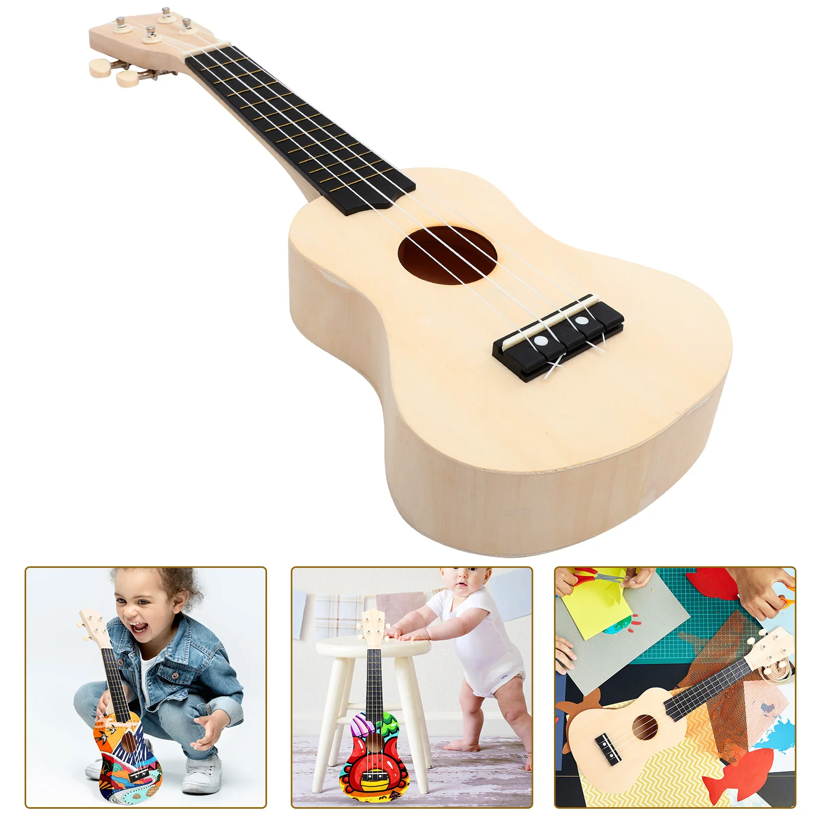 Ukulele Set Ukulele Diy Kit Hawaii Ukulele Kit Make Your Own Hand Painting Guitar Assembling Children Art Project Beige