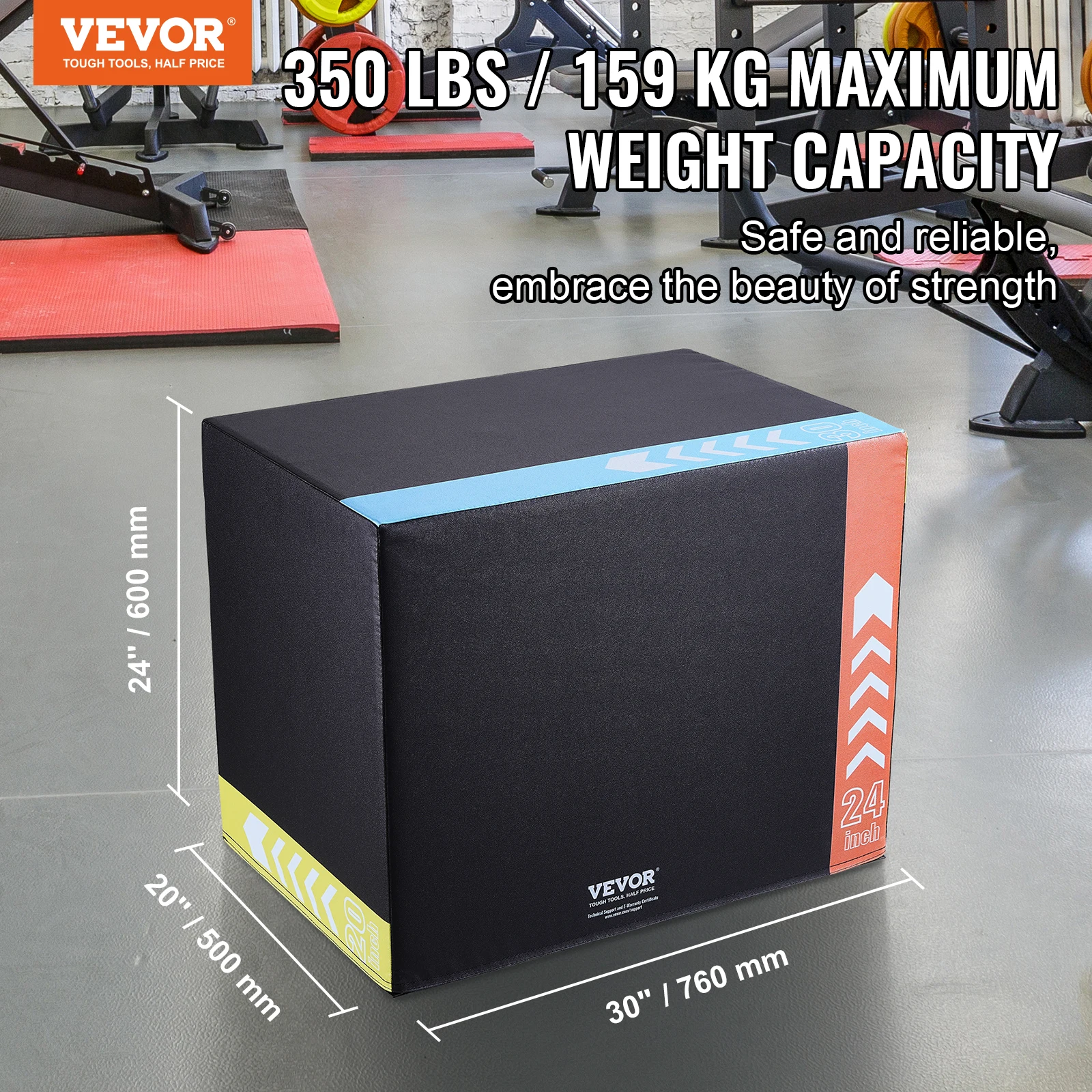 VEVOR 3 in 1 Foam Plyometric Jump Box Jumping Exercise Jumping Trainer Agility Anti-Slip Fitness  Step Up Box Home Gym Training
