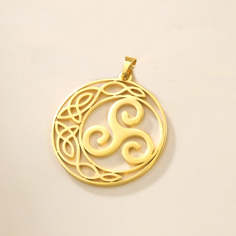 Dawapara Celtics Triskele Triskelion Anhänger Halbmond Dreifachspirale Dreifachknoten Edelstahl Charm für die Schmuckherstellung – Detail 7
