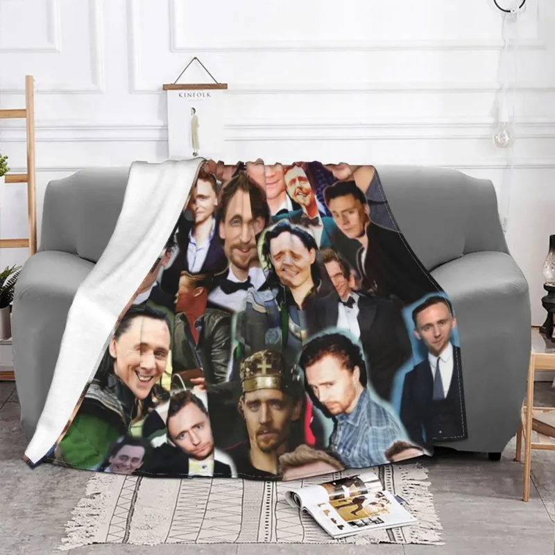 

Tom Hiddleston Photo Collage Blankets Fleece Decoration Actor Multi-function Lightweight Thin Throw Blanket for Bed Outdoor