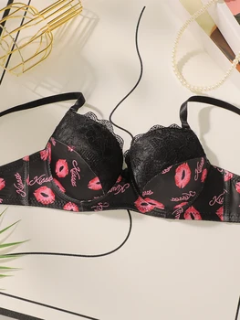 High Quality Printed Patchwork Lace Sexy Lingerie Set For Women's Push Up Bras With Steel Ring Underwear A2174 3