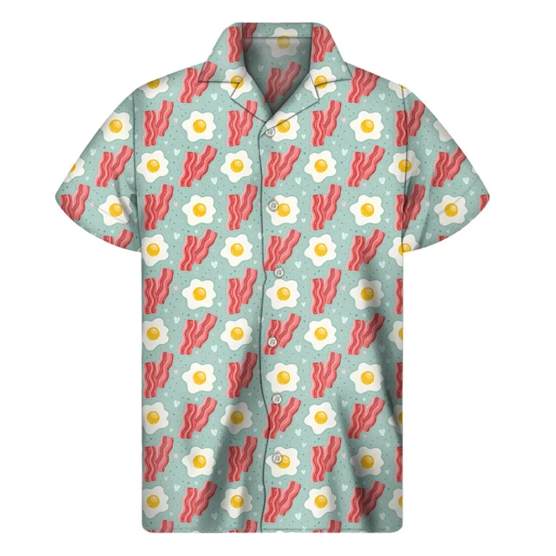 thumbnail image 1 of Camisas de playa hawaianas de verano para hombre, camisa con botones y estampado divertido de carne en 3D para hombre, camiseta informal de manga corta, ropa, 1 of 4