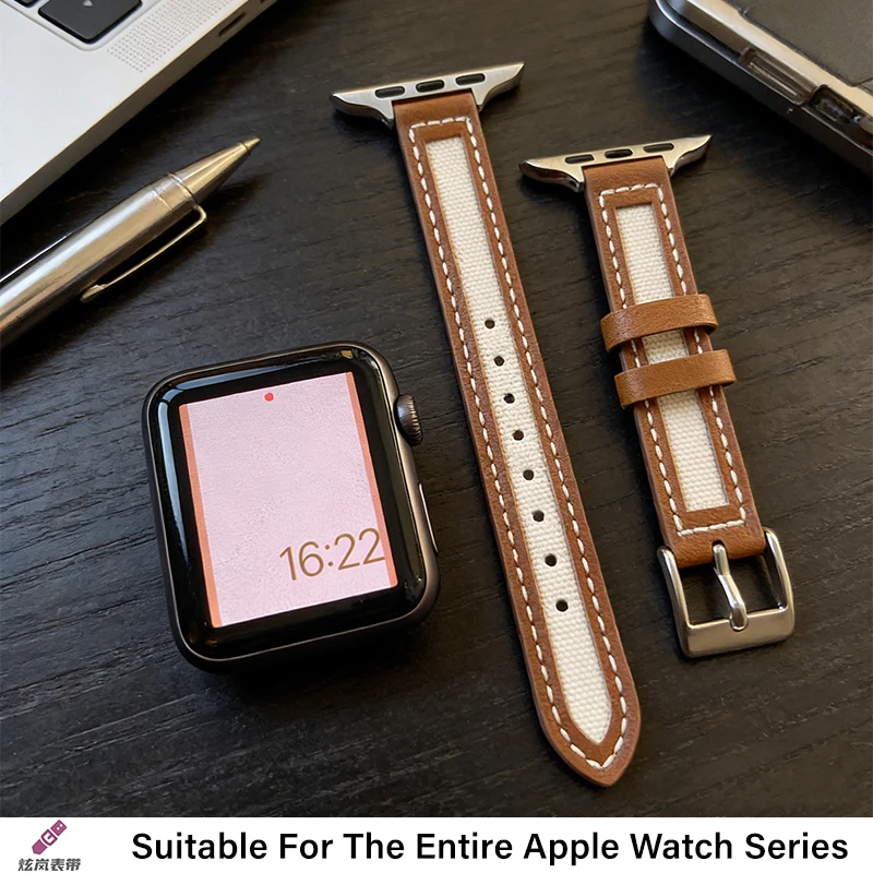 Elegant Leather Canvas Wristband