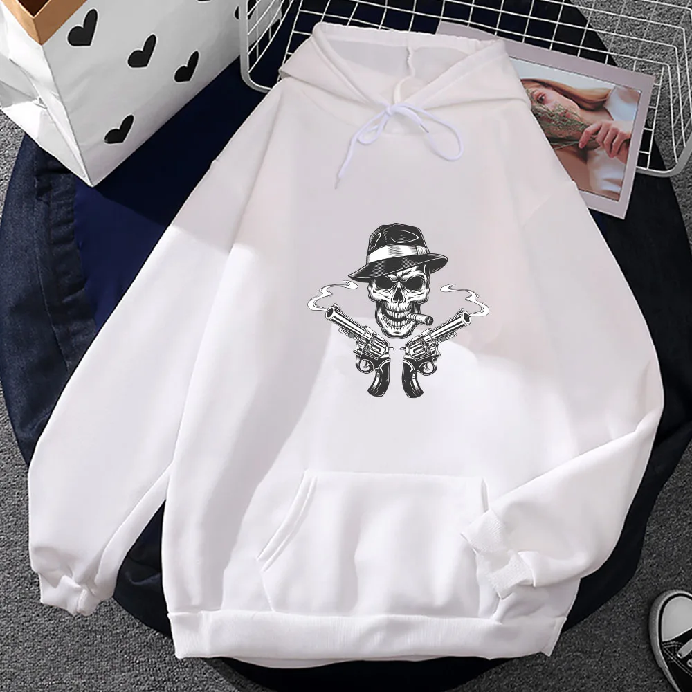 

Smoking Skull Men Prevalent Sweatshirts Vintage Style Graphic Hoodie Brand Fashion Casual Hooded Tops Fall Fleece Warm Pullovers