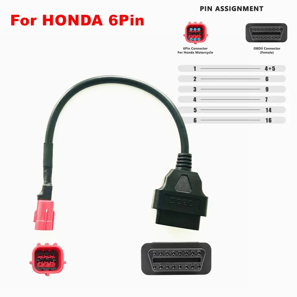 

Honda 4 Pin/6 Pin To 16PIN OBD Motorcycle Cable Suitable for Honda Motorcycle Adapter Cable Diagnostic Tools