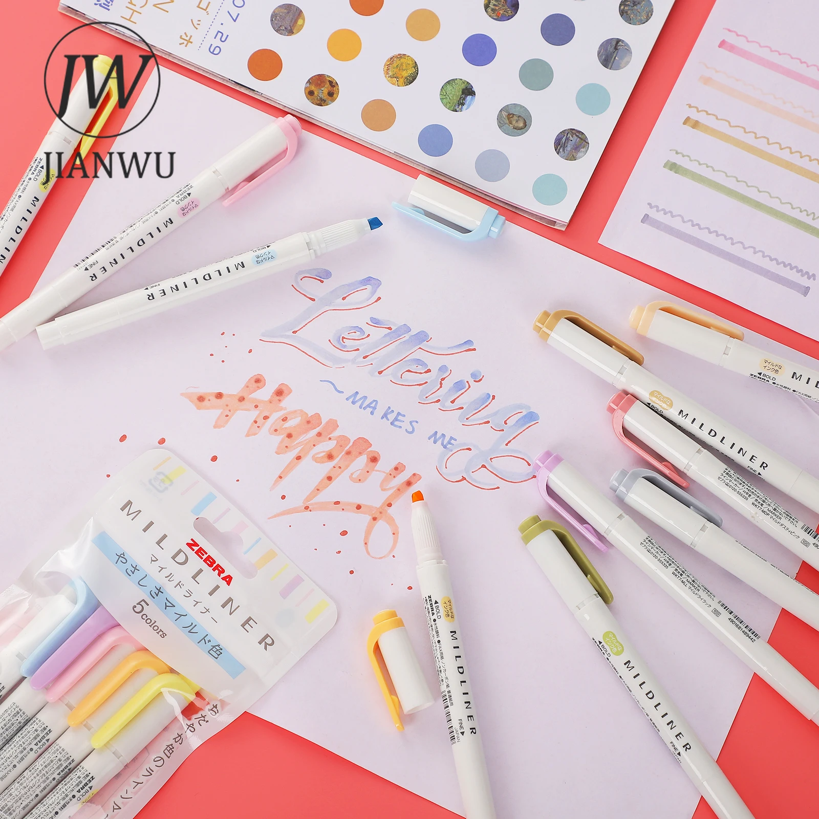 JIANWU 1 Pc Zebra Mildliner Double-ended Highlighters Soft Student Writing  Drawing Marker Pens Kawaii Stationery