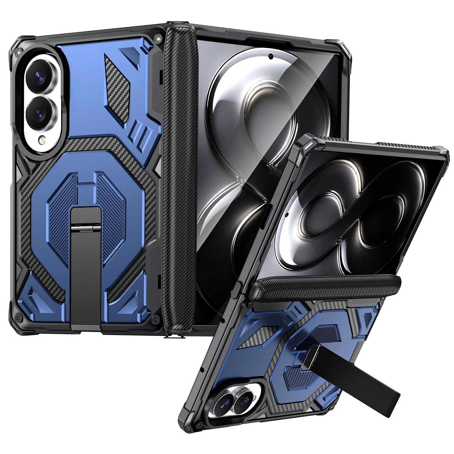 Foldable Phone Case with Magnetic Attachment and Built-in Stand - Drop-Resistant Protection Cover