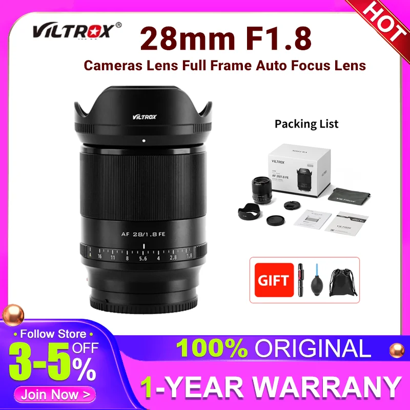 ·Viltrox 28mm F1.8 카메라 렌즈 E 니콘 Z 마운트 미러리스 카메라용 풀 프레임 자동 초점 렌즈``