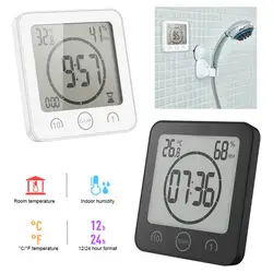 Smart Waterproof LCD Digital Wall Clock Shower Suction Wall Stand Alarm Timer Temperature Humidity Bath Weather Station For Home