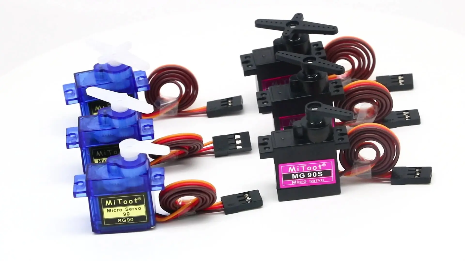 Pack De 2 Micro Servos SG90 9g Para Aviones Y Helicópteros RC – Servo De 180°, Con Engranajes De Nylon Y Accesorios, Ideal Para Arduino