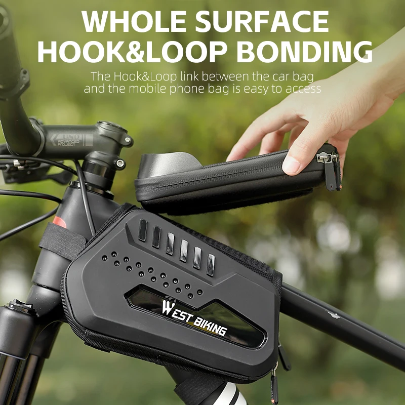 WEST BIKING Bicycle Top Tube Phone Holder Bag Touch Screen