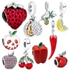 Hot Sale Cherry Fruit Lemon Slice Strawberry Durian Apple Chili Charm Beads Fit Original 925 Sterling Silver Bracelet Jewelry 1