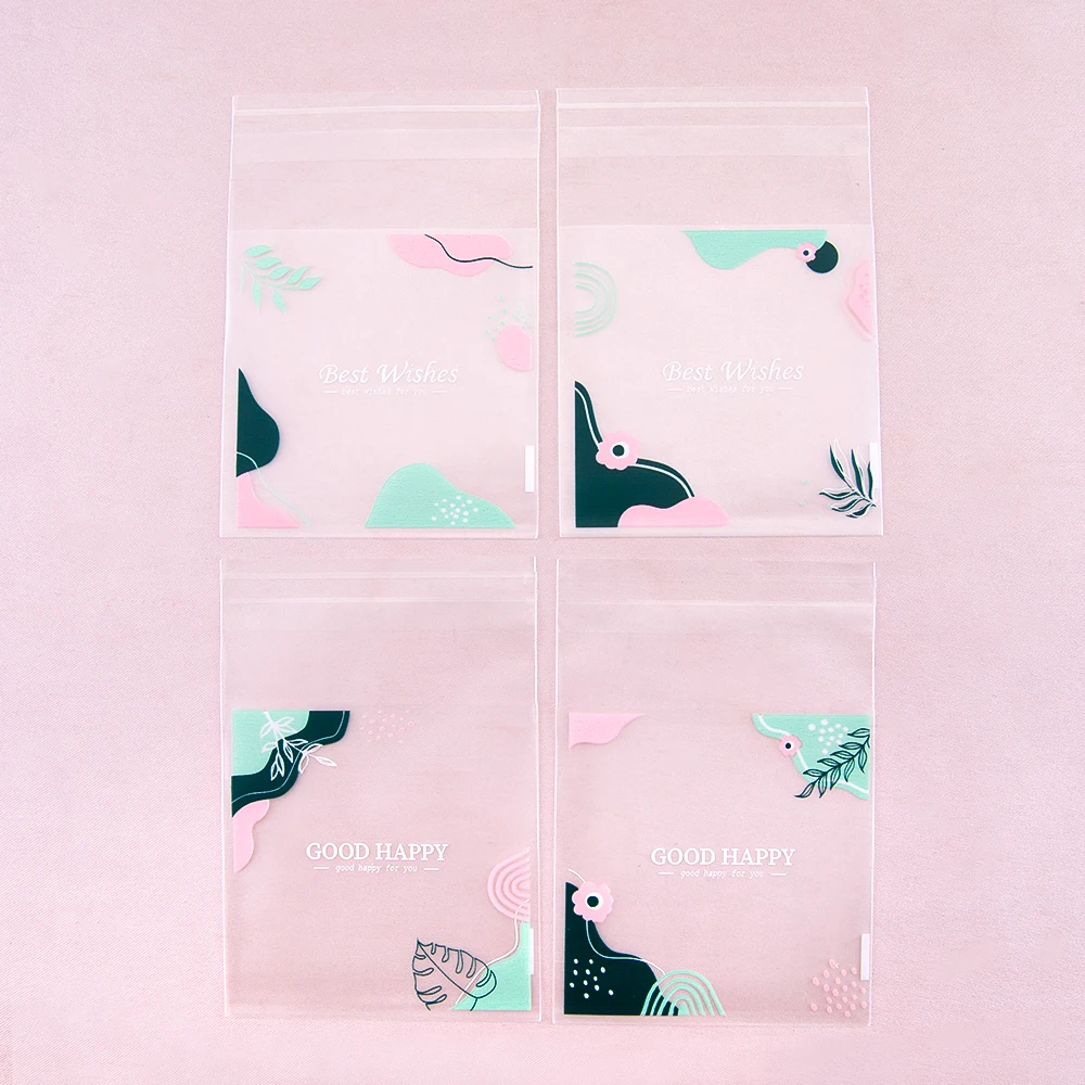 50pcs Small Fresh Morandi Color Opp Self-adhesive Bag Jewelry Universal Display Packaging Bag