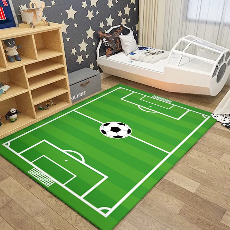 3D Football Field Capet for Kids Room Anti-slip Lager Size Bedroom Carpet Children Washable Baby Room Play Floor Mat Boy's Rug