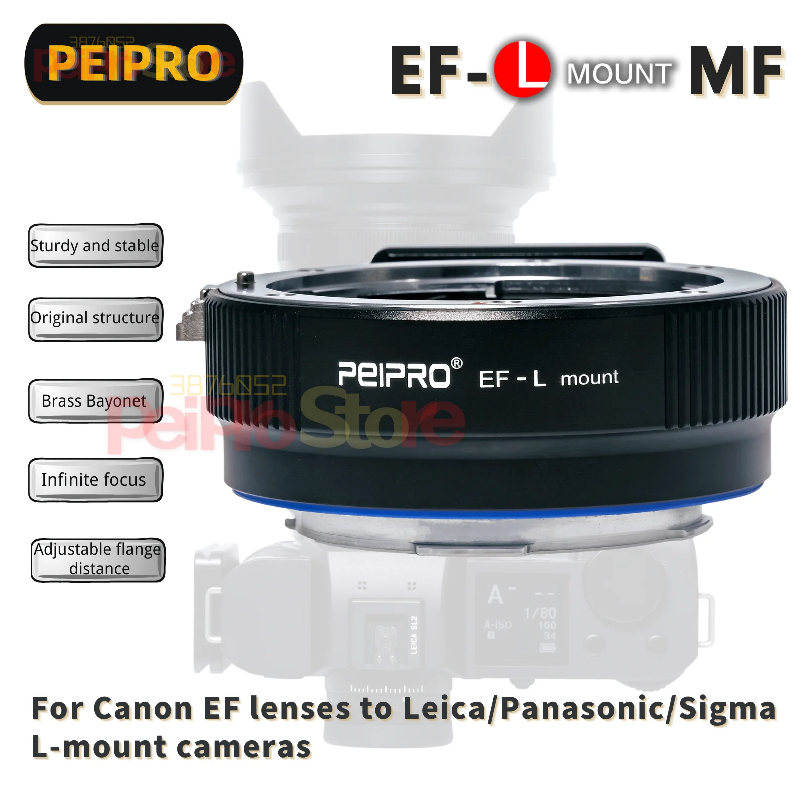 

PEIPRO EF-L MF for Canon EF Lens to L Mount Camera lens adapter converter for LUMIX S1/S1R SIGMA fp Leica SL/SL2 L mount cameras