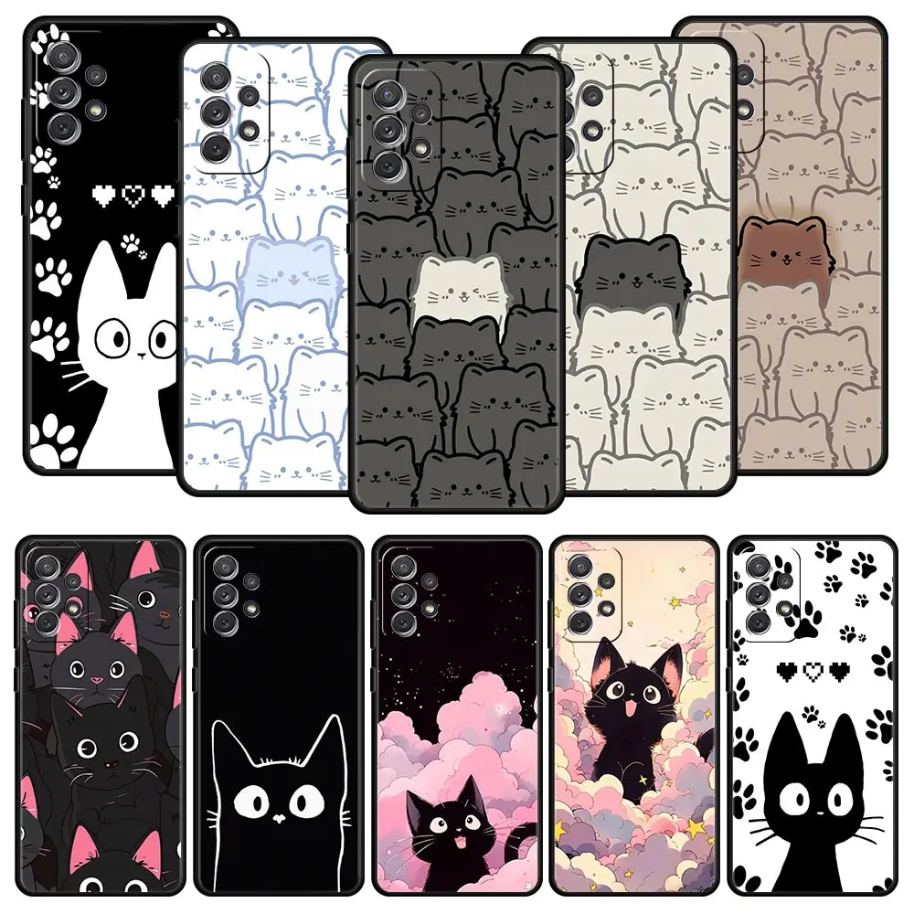 Cute Cartoon Black Cat Phone Case Cover