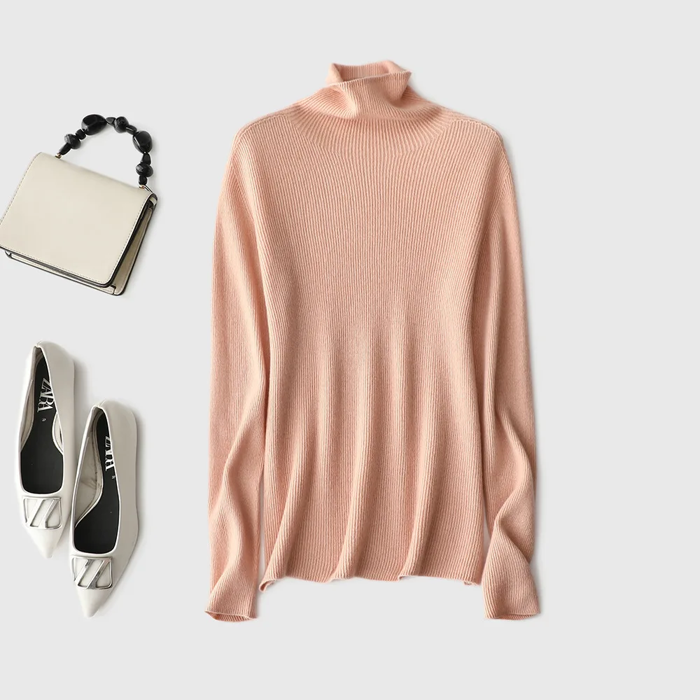 

Women Woolen Sweater Winter One Piece Simple Vintage Pit Stripe Turtleneck Pullover Knitted Shirts Female Casual Clothes