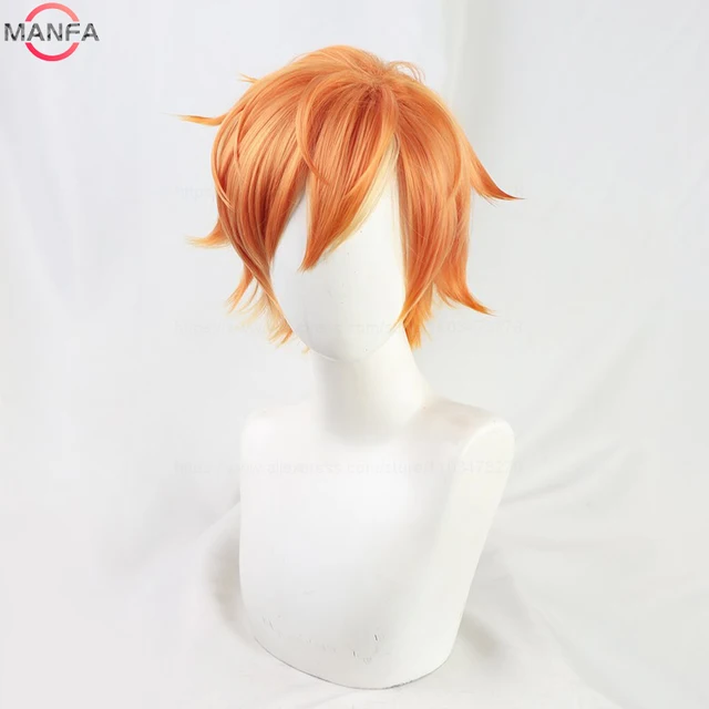 Anime Vivid BAD SQUAD Shinonome Akito Cosplay Wig Short Orange Wigs Heat Resistant Synthetic Hair Halloween Unisex Wig + Wig Cap 4