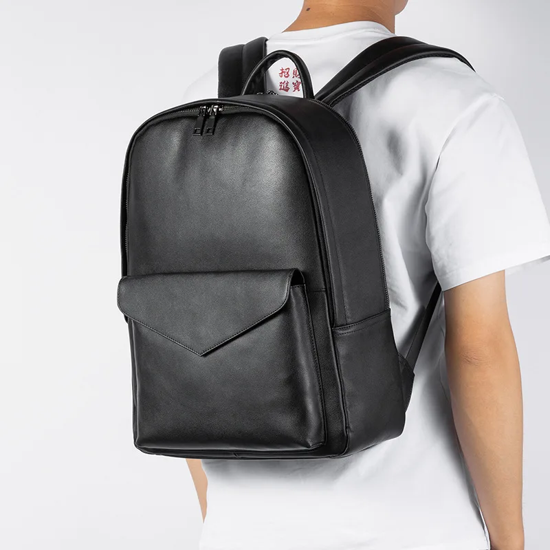 High Quality Genuine Leather Men's Backpack Luxury Designer 15.6 inch Laptop Backpacks Men Schoolbag For Teenager Male Bagpack