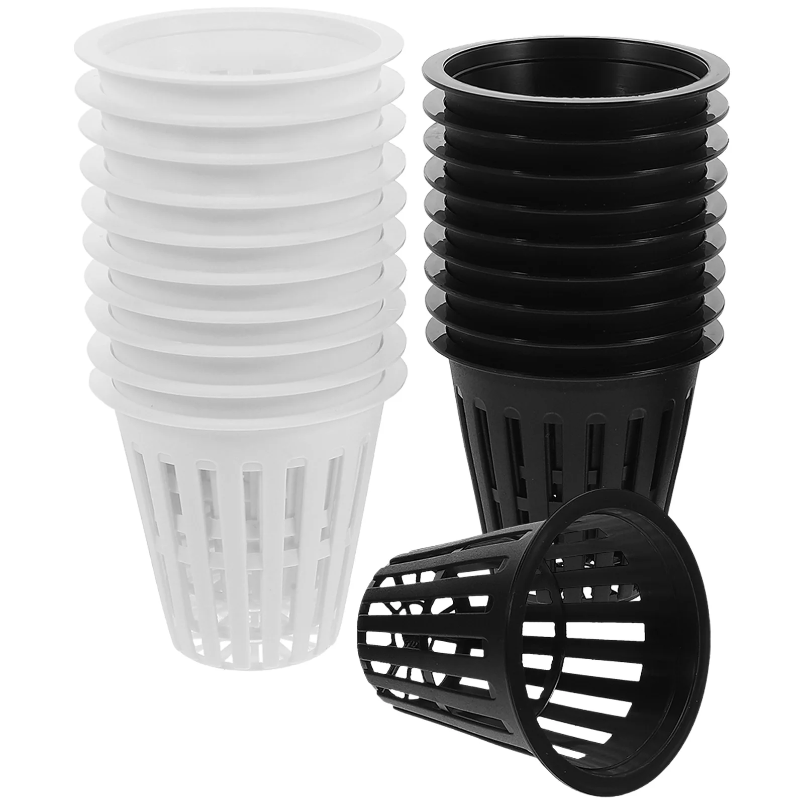 

20 Pcs Planting Basket Flower Pot Net Cups Garden Netting Plastic Hydroponic Black Pots for Plants Heavy Growing