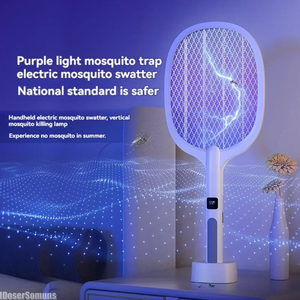 מכשיר הרוג חרקים חשמלי 4000V עם טעינה מסוג Type-C, מצב טפיחה אוטומטי נייד נשלף, מתאים לשימוש בפנים ובחוץ