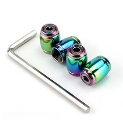 Set of 4 Secure Aluminum Tire Valve Stem Caps with Anti - Theft Design (MultiColour)